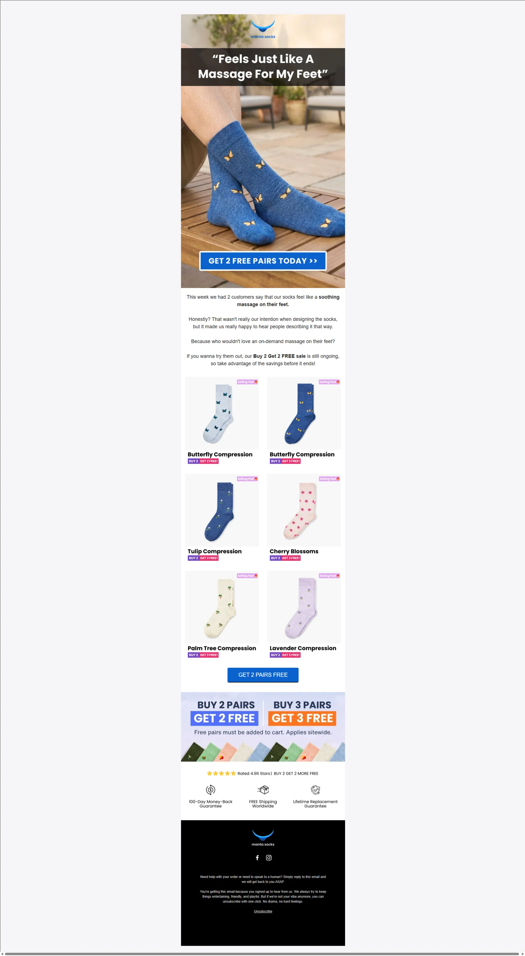 MantaSocks weekend campaign email, by Obaid Ullah