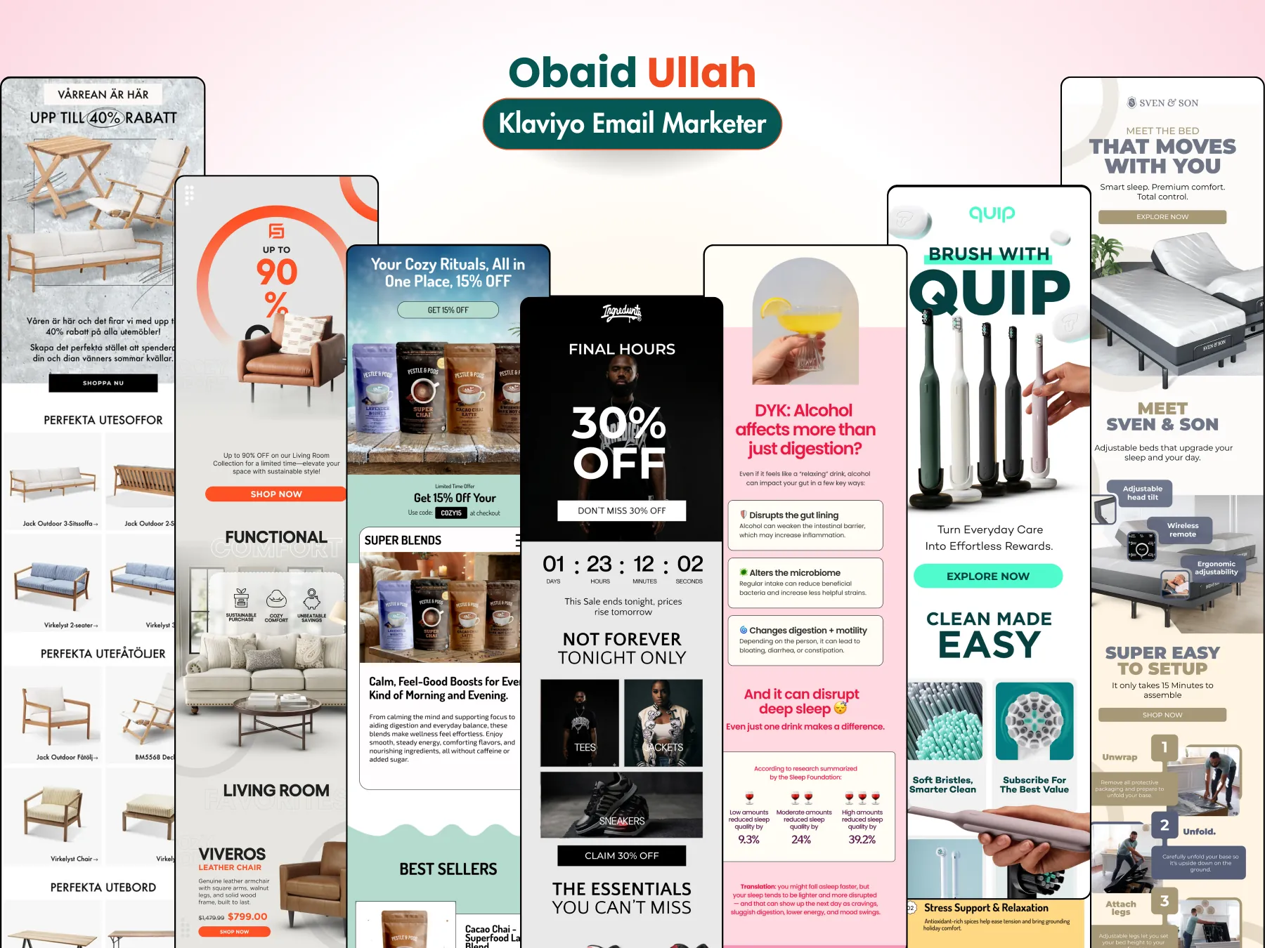 Email design collection, campaigns and flows by Obaid Ullah