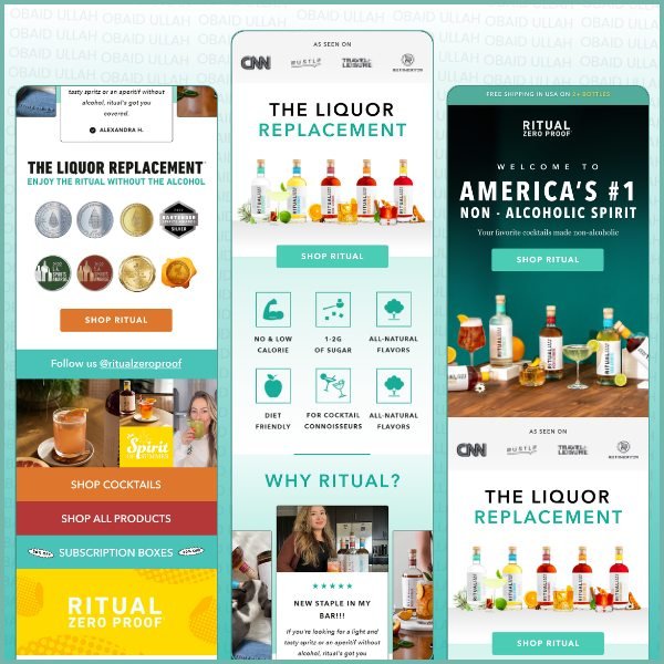 Ritual Zero Proof email designs
