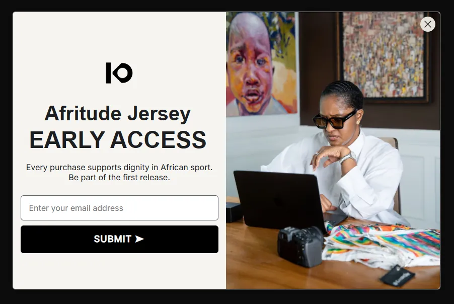 Afritude signup form popup, by Obaid Ullah