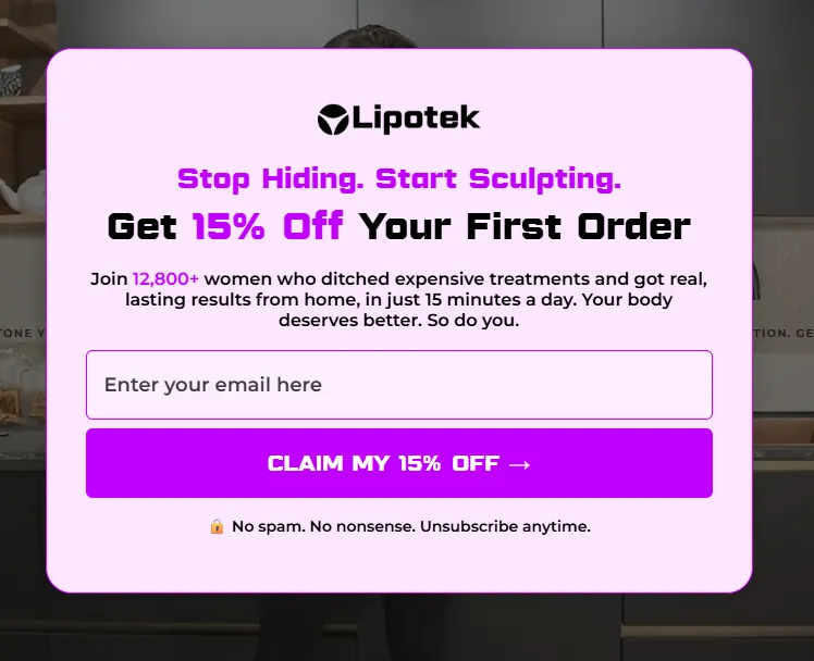 LipoTek signup form popup, by Obaid Ullah